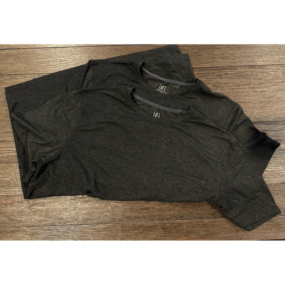 George Men's Large Gray Pcket‎ T-Shirts Crew Neck Lot of 2 Short Sleeve